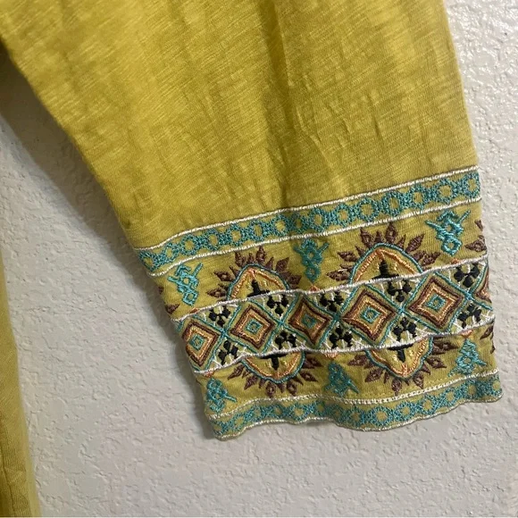 Soft Surroundings blouse tunic sunrise Embroidered V-Neck boho floral cotton 3x - Picture 6 of 9